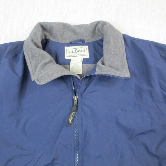L.L. Bean Bomber Jacket Mens XLT Navy Fleece Lined Ribbed Hem & Cuff Full Zipper - Picture 4 of 12